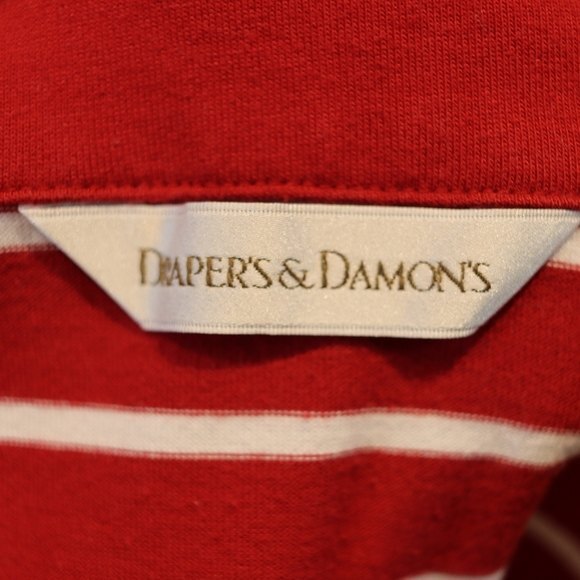 Drapers & Damon's Red   Striped Layered Look Top Holiday Preppy Top Lg - Picture 10 of 11